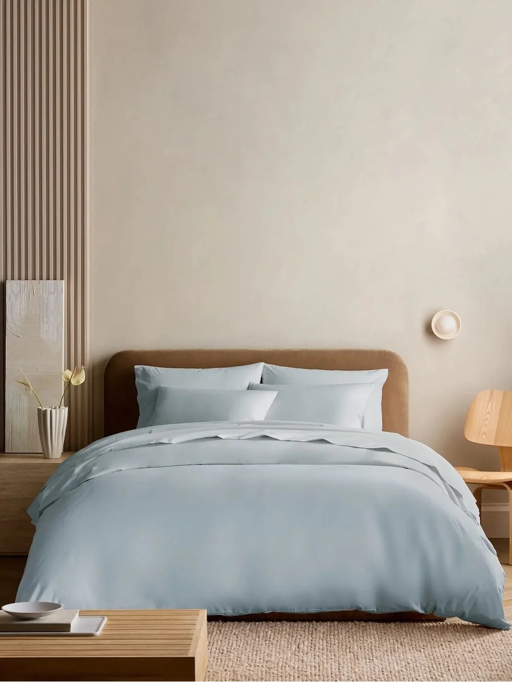 Quince Duvet Cover Set King / Cal King Organic Cotton Percale Light Blue